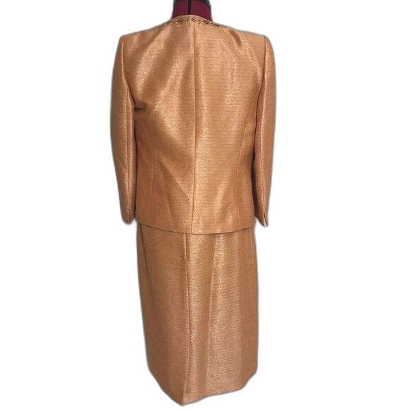 Kasper Skirt Suit Women's Size 6 Peach Metallic 2-Piece Set Skirt & Blazer - Picture 2 of 11